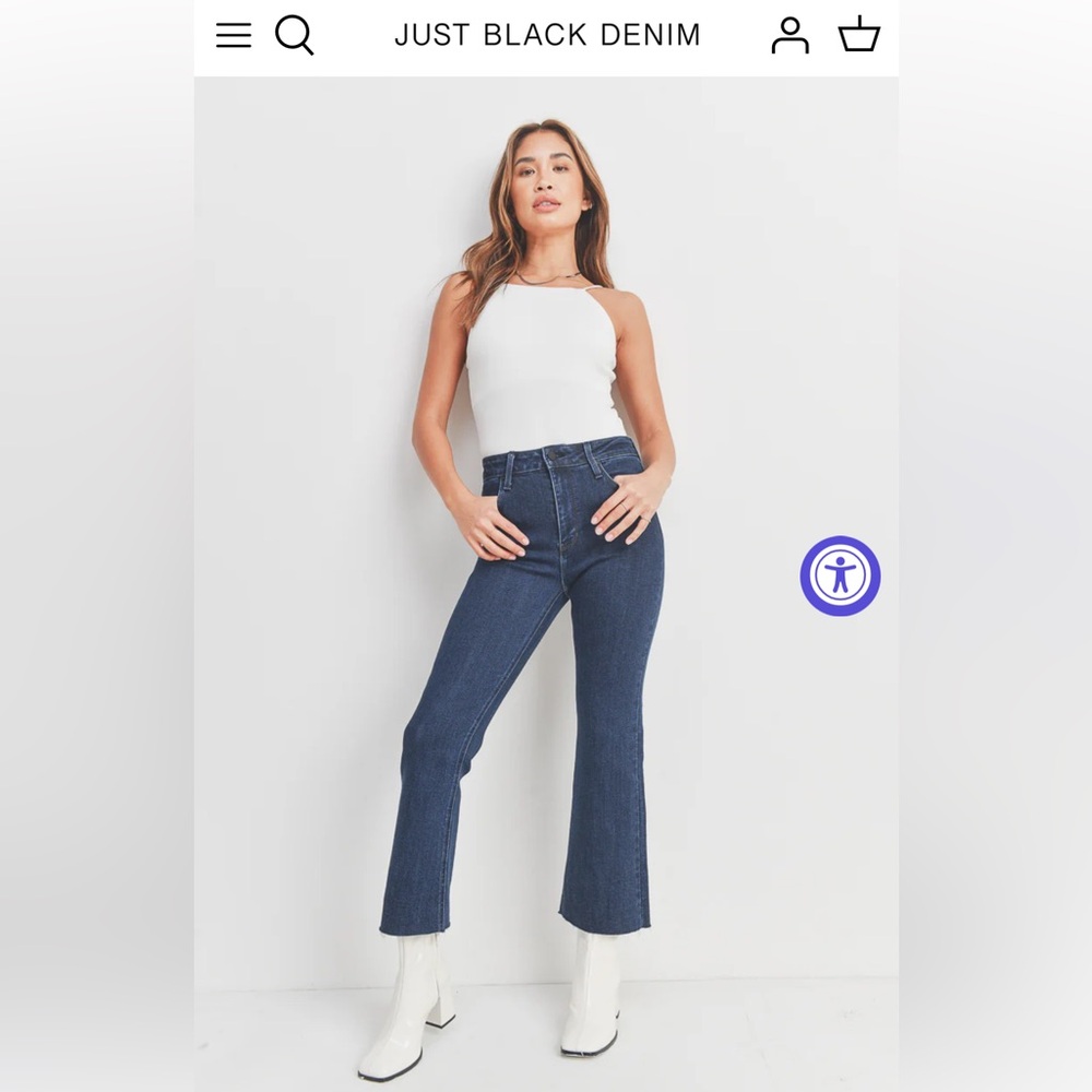 JUST BLACK DENIM The Scissor Crop Flare - Dark Denim / 24 NWT